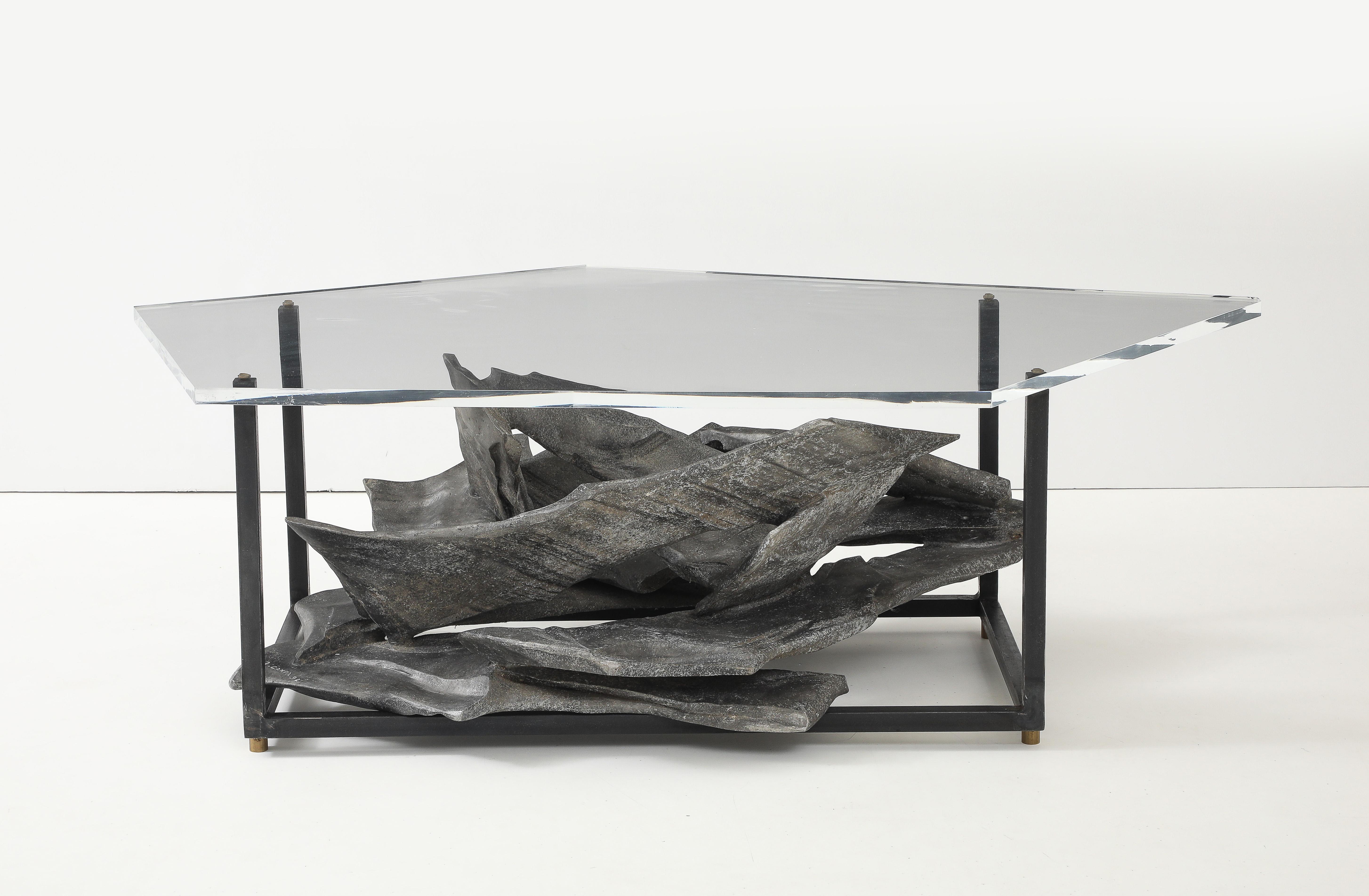 Jean Campa Signiert Abstrakte Aluminium-Skulptur Couchtisch, Frankreich, 1992 (Brutalismus) im Angebot