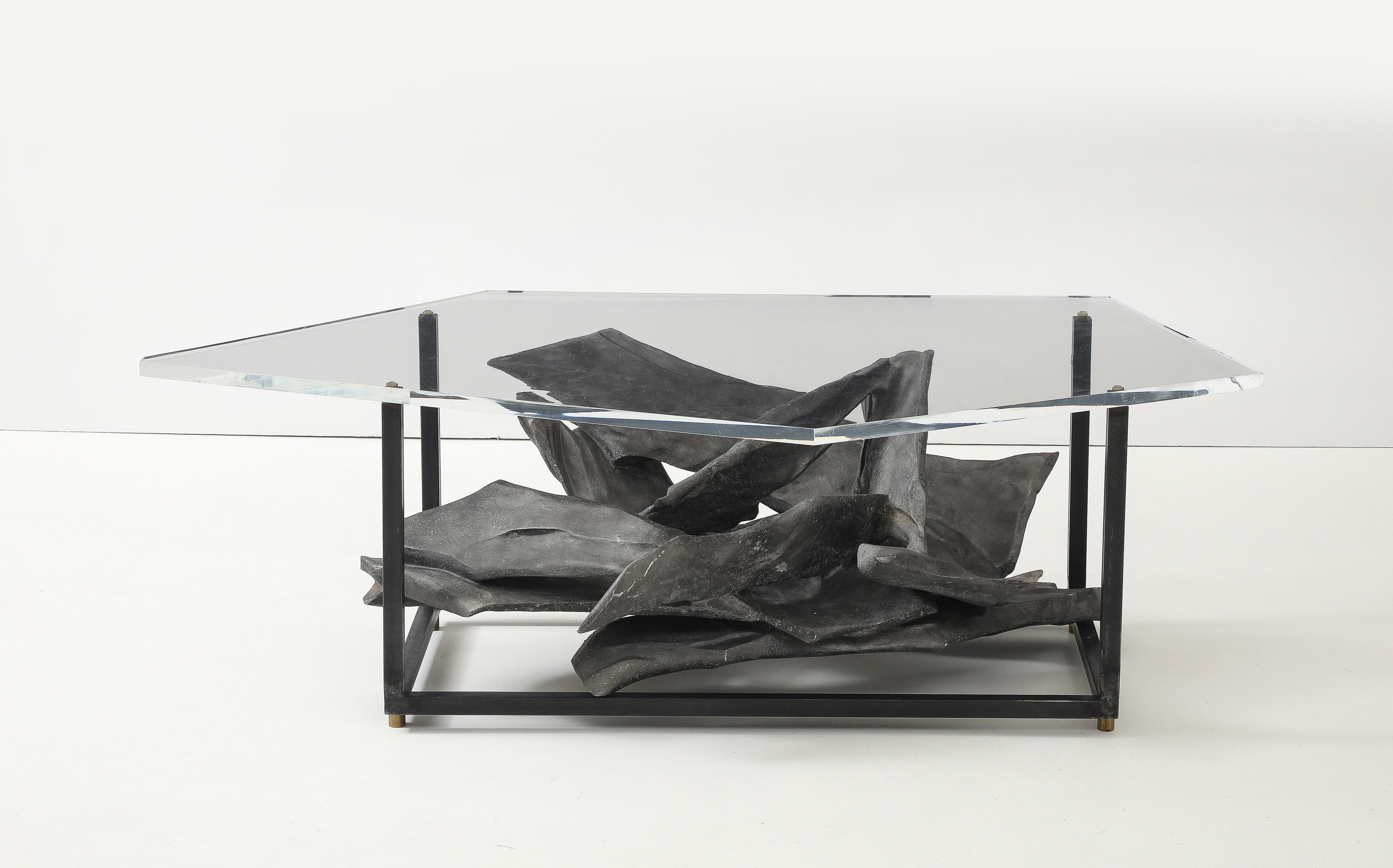 Jean Campa Signiert Abstrakte Aluminium-Skulptur Couchtisch, Frankreich, 1992 (Französisch) im Angebot