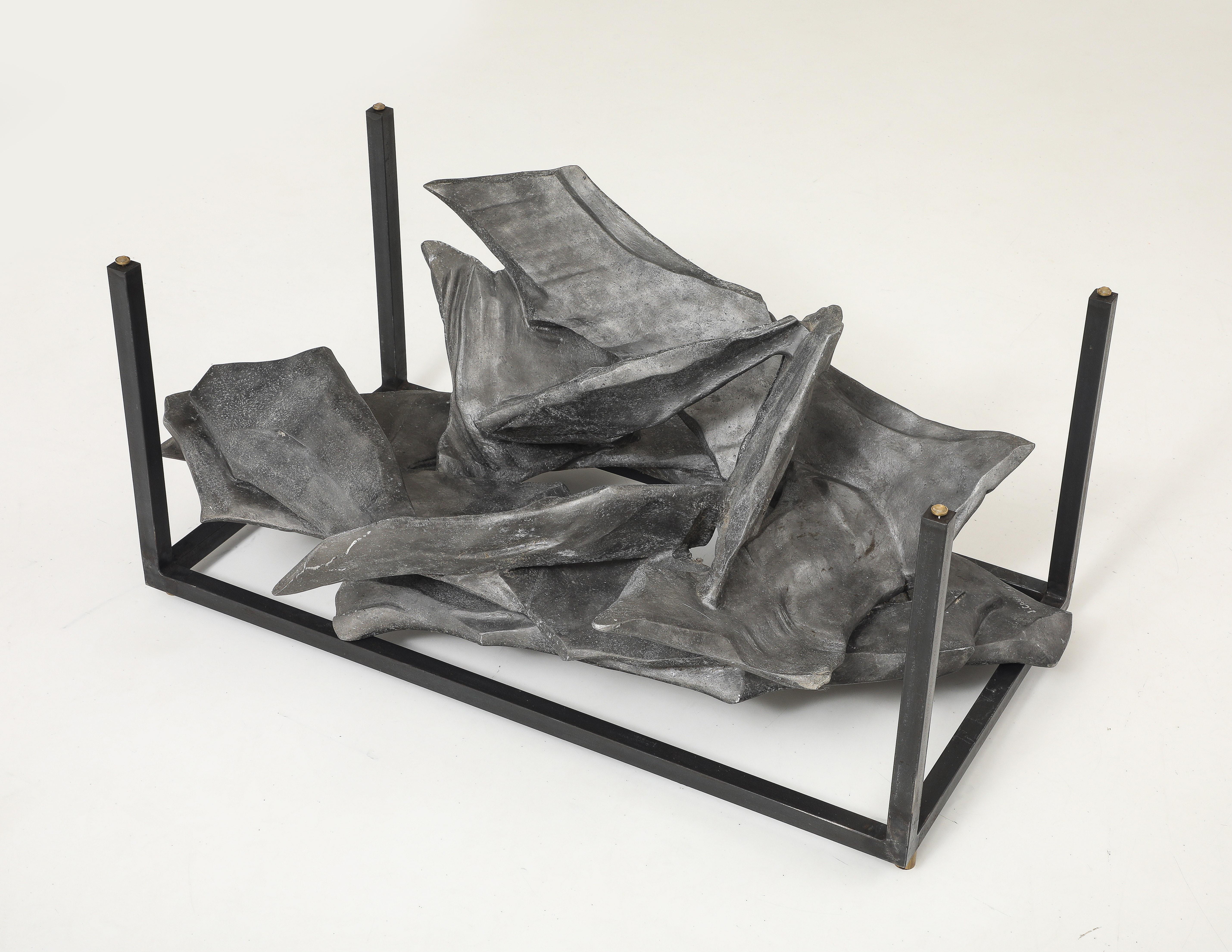 Jean Campa Signiert Abstrakte Aluminium-Skulptur Couchtisch, Frankreich, 1992 (20. Jahrhundert) im Angebot