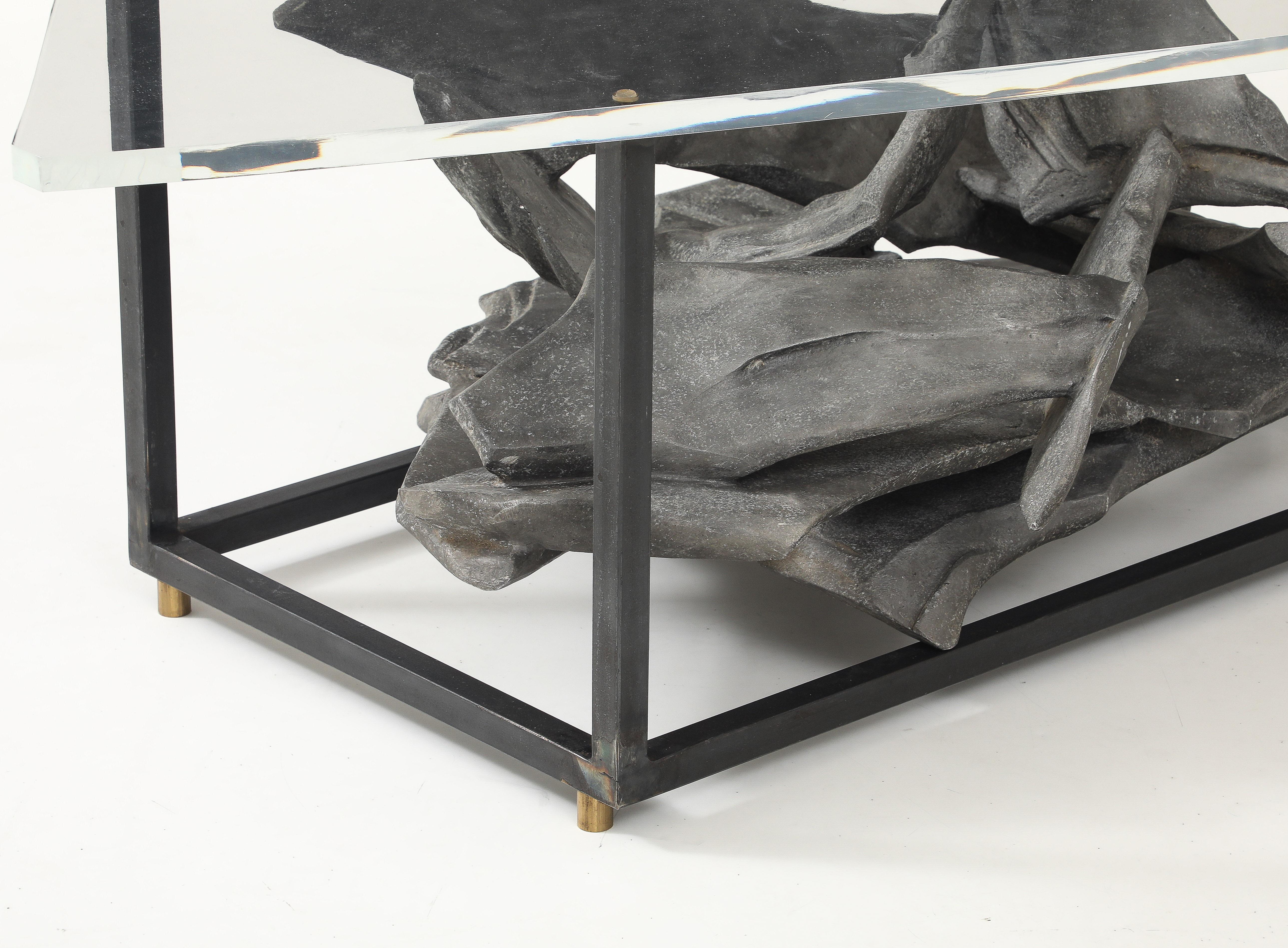 Jean Campa Signiert Abstrakte Aluminium-Skulptur Couchtisch, Frankreich, 1992 im Angebot 1