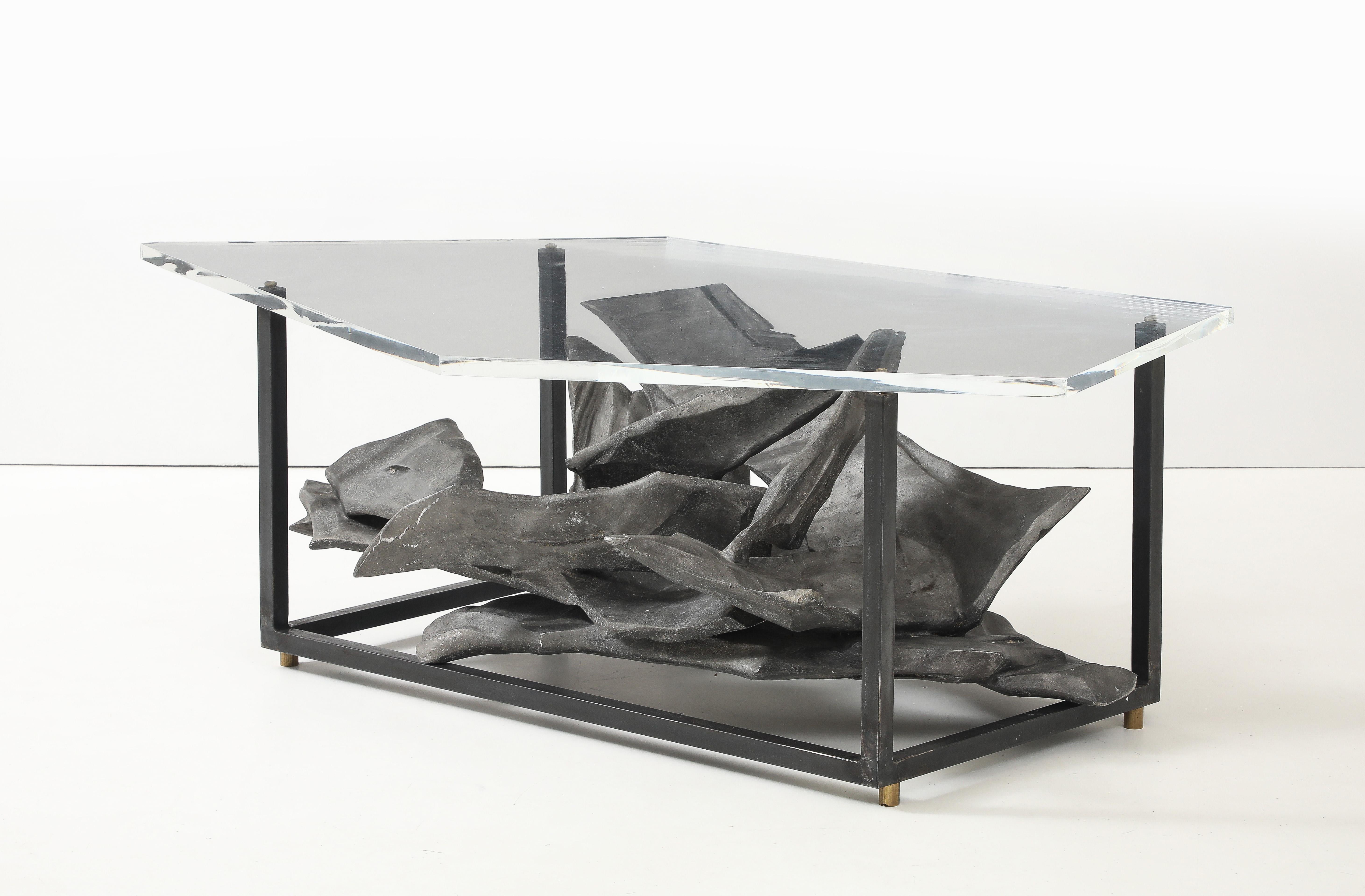 Jean Campa Signiert Abstrakte Aluminium-Skulptur Couchtisch, Frankreich, 1992 im Angebot 2
