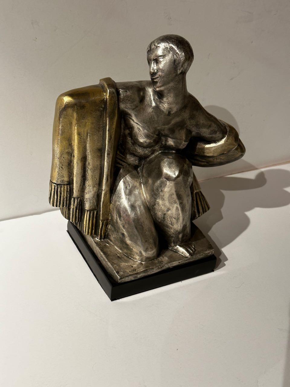 Early 20th Century Jean Canneel, Belgian Sculptor Cubist Bronze Art Deco For Sale