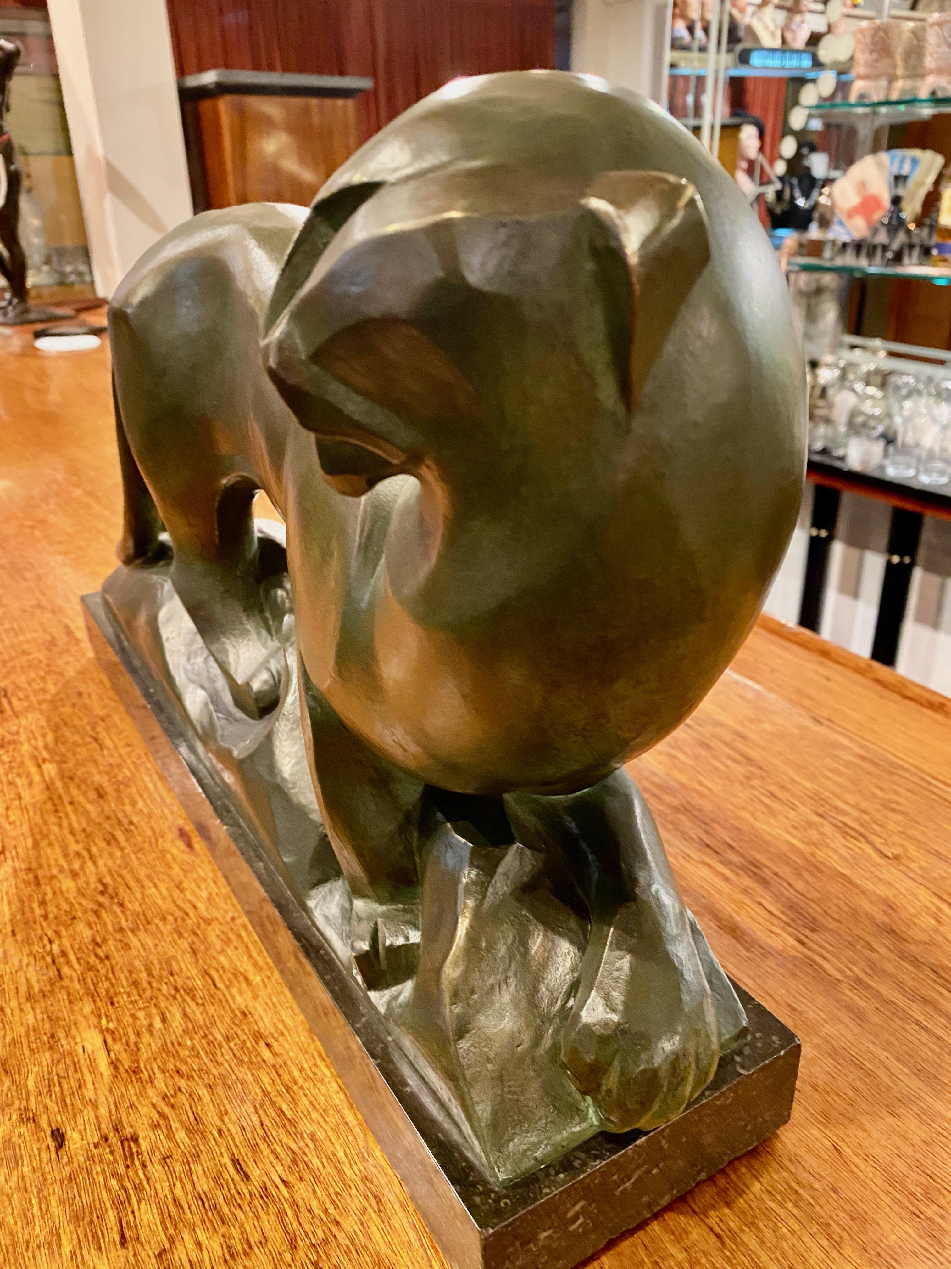 Jean Canneel Cubist Panther by Art Deco Belgian Sculptor Bronze 1