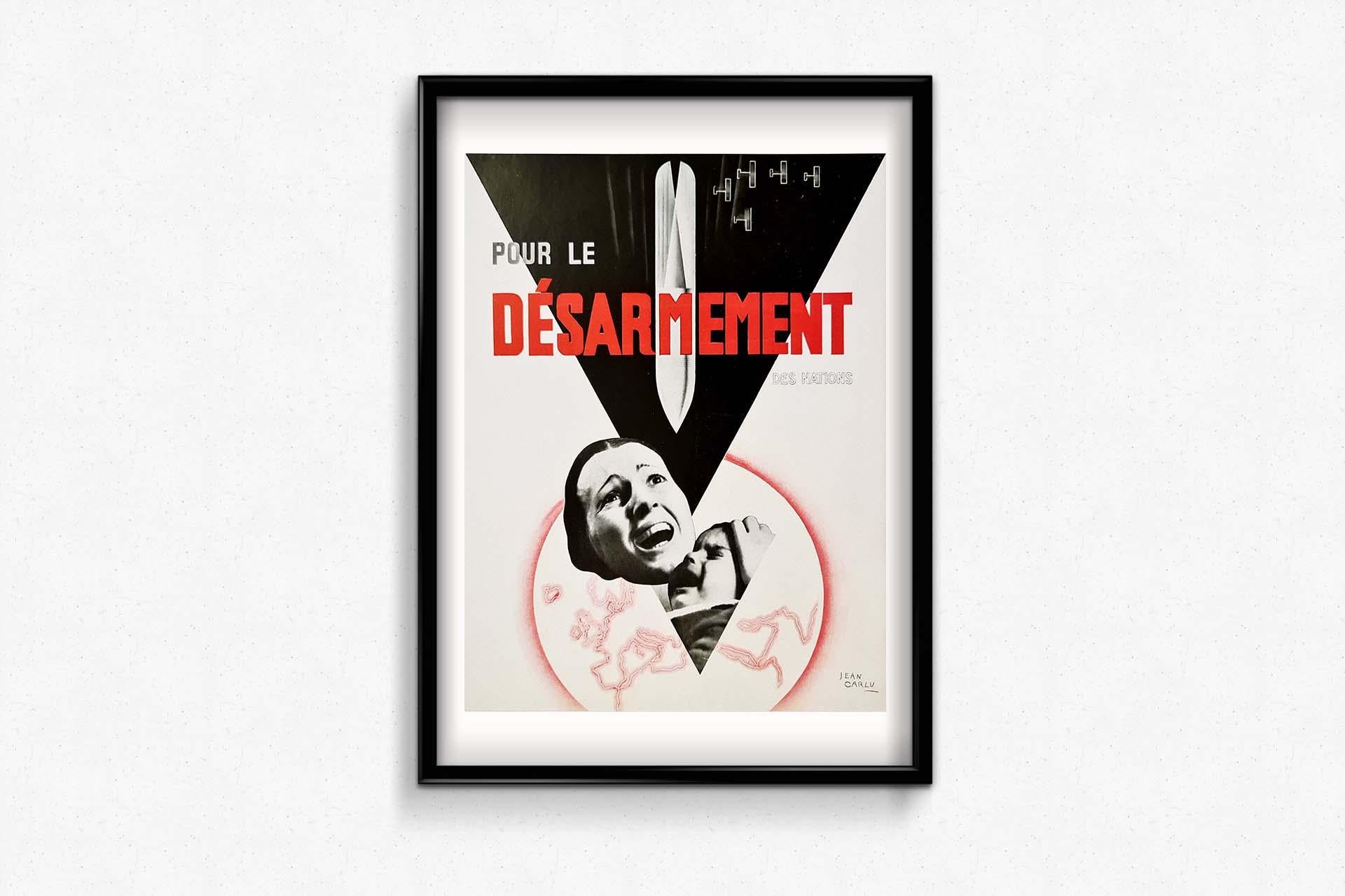 1932 Original Art Deco Poster by Jean Carlu for the disarmament of all nations For Sale 1