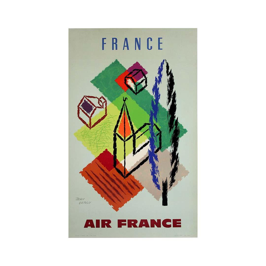1959 original poster by Jean Carlu - Air France to France For Sale 1