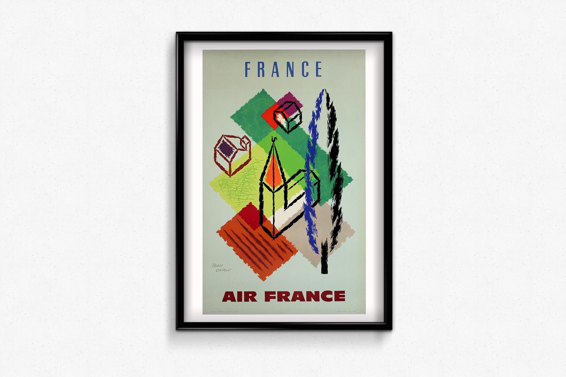 1959 original poster by Jean Carlu - Air France to France For Sale 3