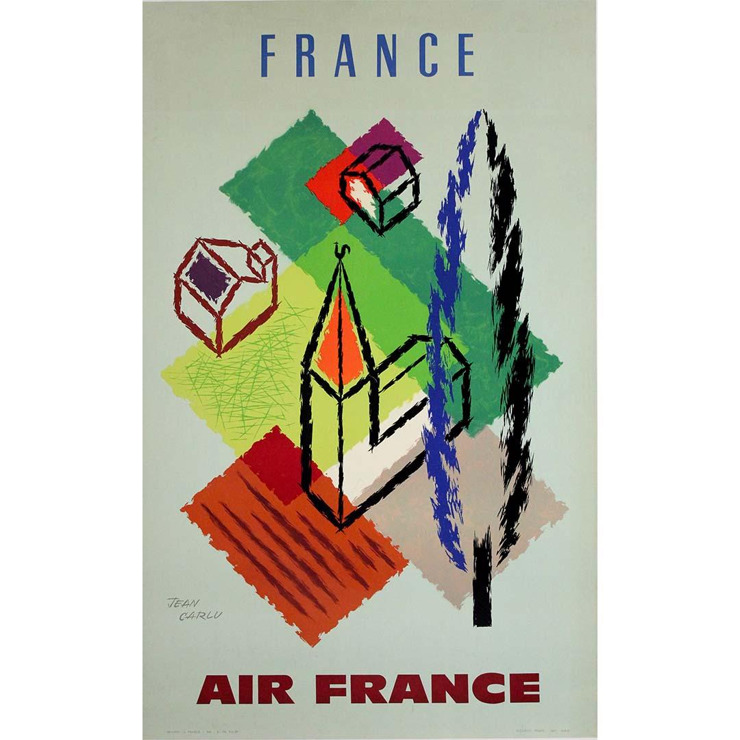 1959 original poster by Jean Carlu - Air France to France