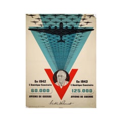 Circa 1940 original poster by French designer Jean Carlu - Roosevelt
