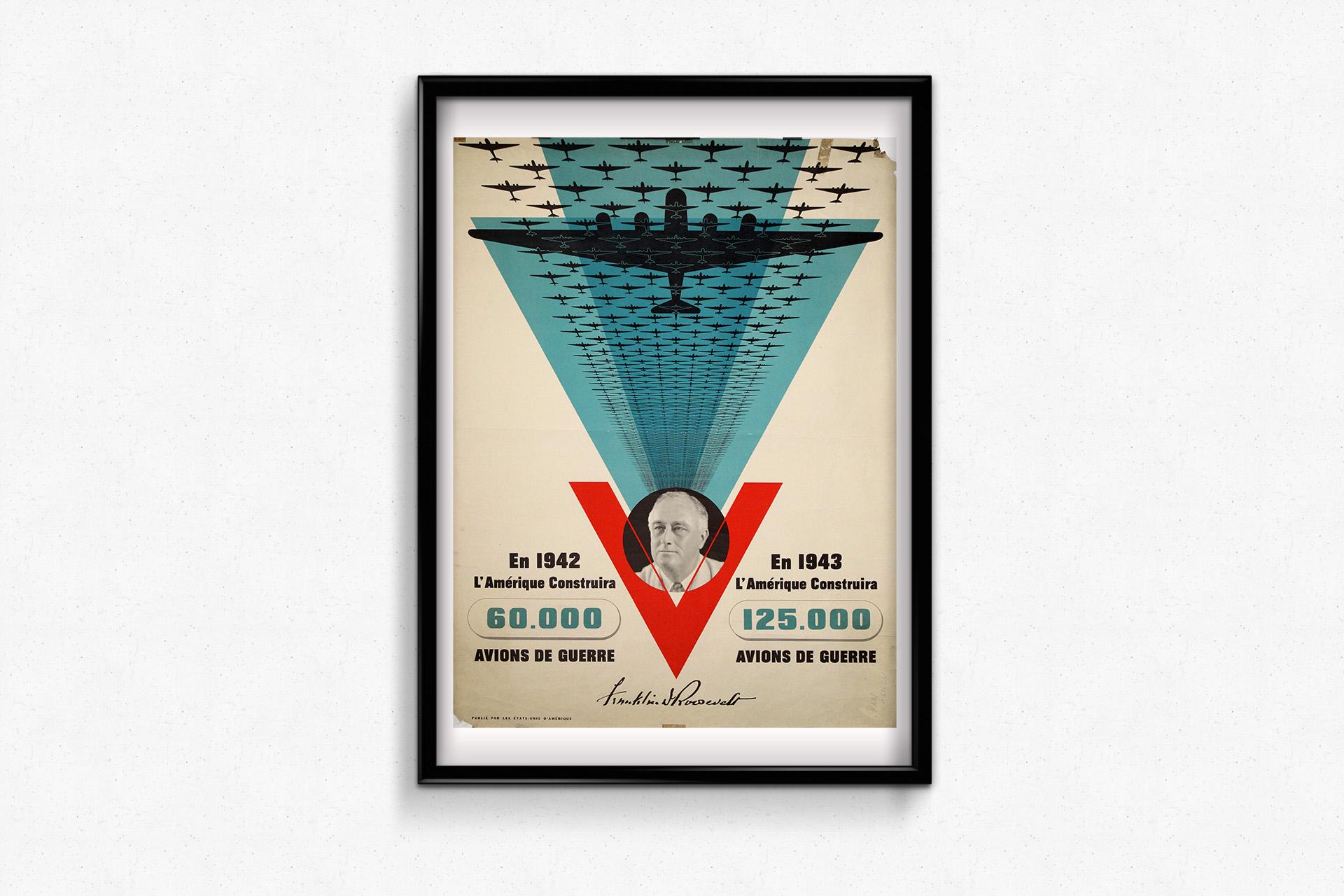 Cartel original de 1940 del diseñador francés Jean Carlu - Roosevelt en venta 3