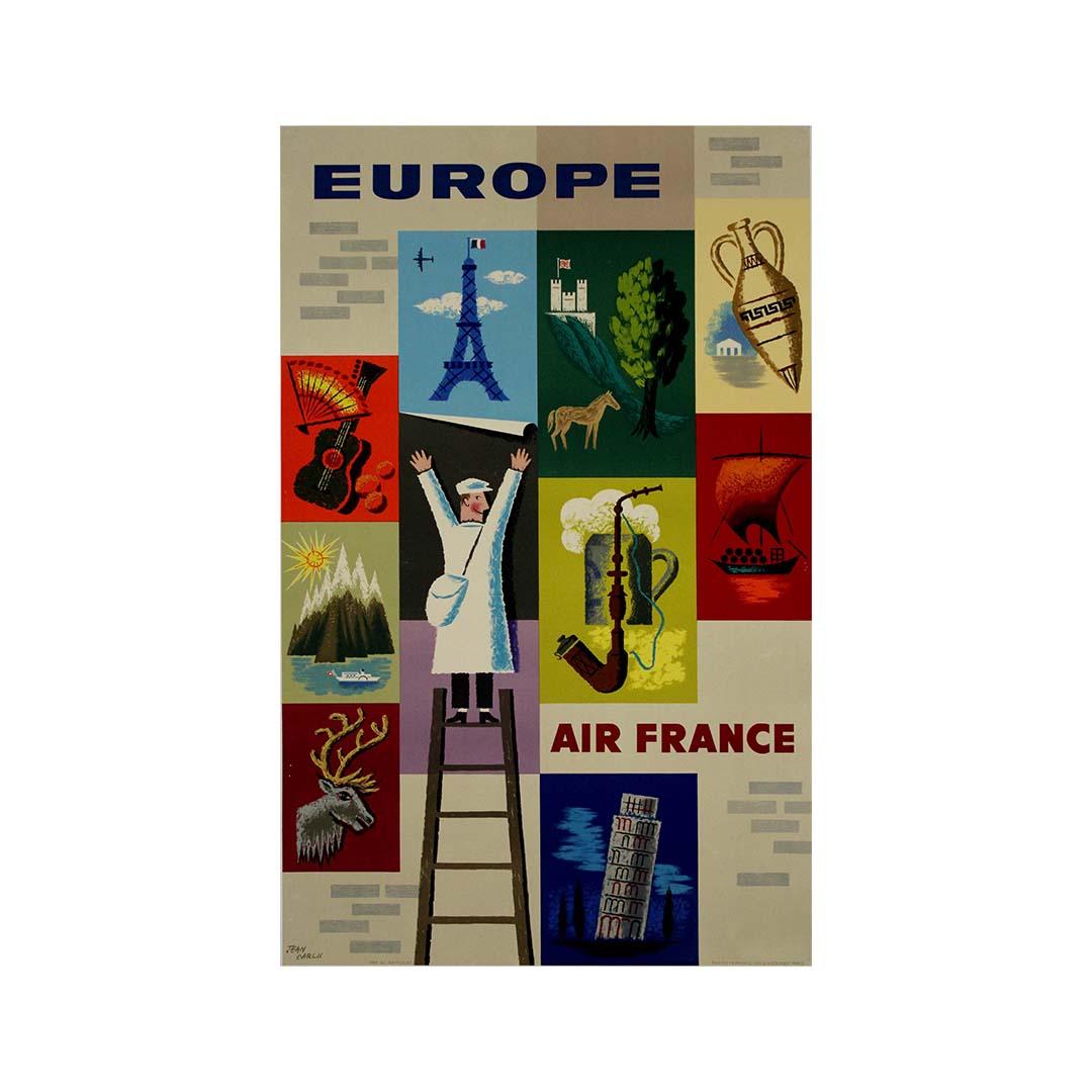 Jean Carlu's 1957 masterpiece for Air France travel to Europe For Sale 3