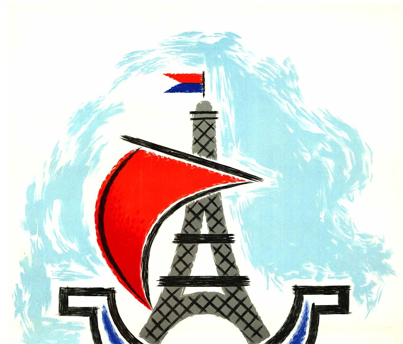 Original Foire de Paris, 1955, altes französisches Reiseplakat, mittelgroßes Format – Print von Jean Carlu