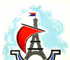 Original Foire de Paris, 1955, vintage French travel poster, medium size format