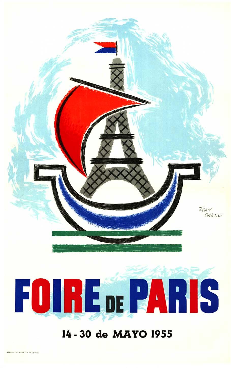 Original Foire de Paris, 1955, vintage French travel poster, medium size format