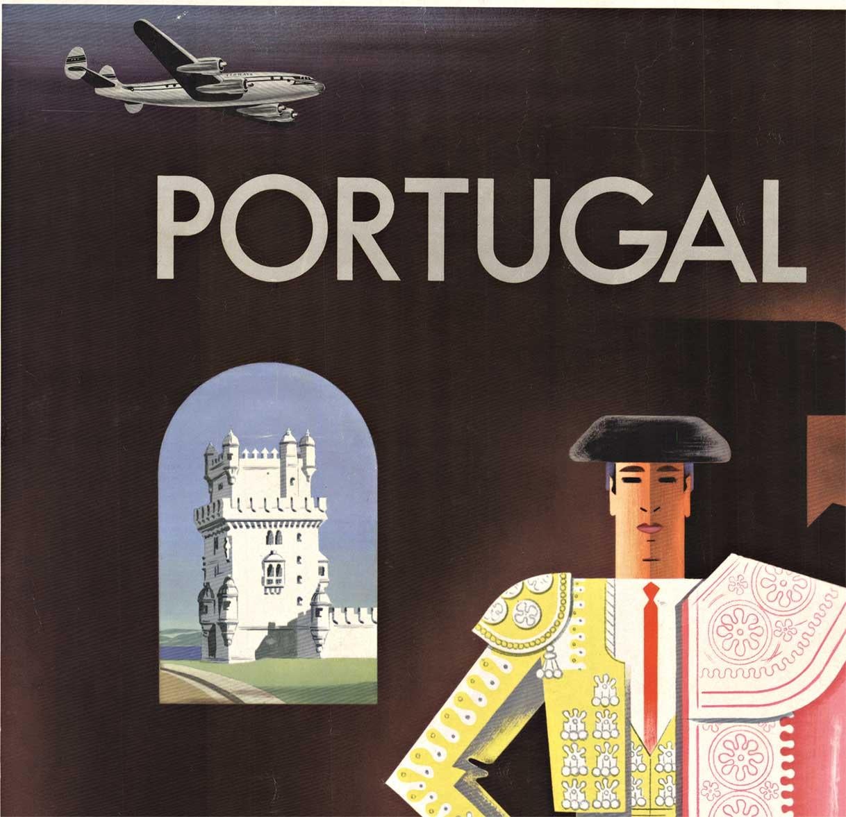 Poster originale di Pan American World Airways by Clipper per Portogallo e Spagna - Print di Jean Carlu