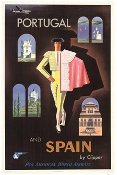 Original Pan American World Airways by Clipper to Portugal and Spain poster