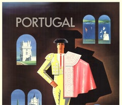 Original Pan American World Airways Portugal and Spain vintage travel poster