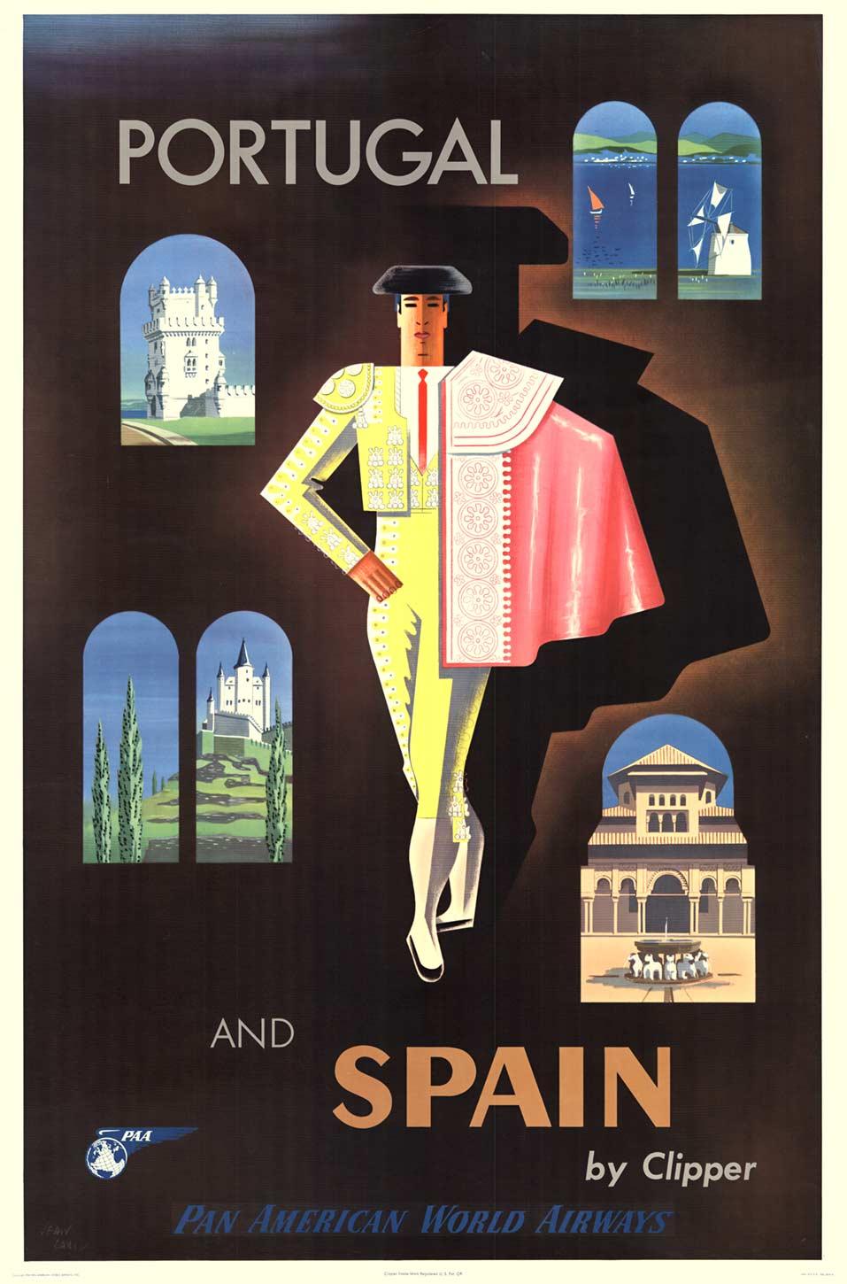 Landscape Print di Jean Carlu - Poster di viaggio d
epoca originale di Pan American World Airways Portogallo e Spagna