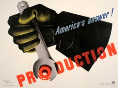 Original Vintage Cartel de producción de la Segunda Guerra Mundial de Jean Carlu 1941