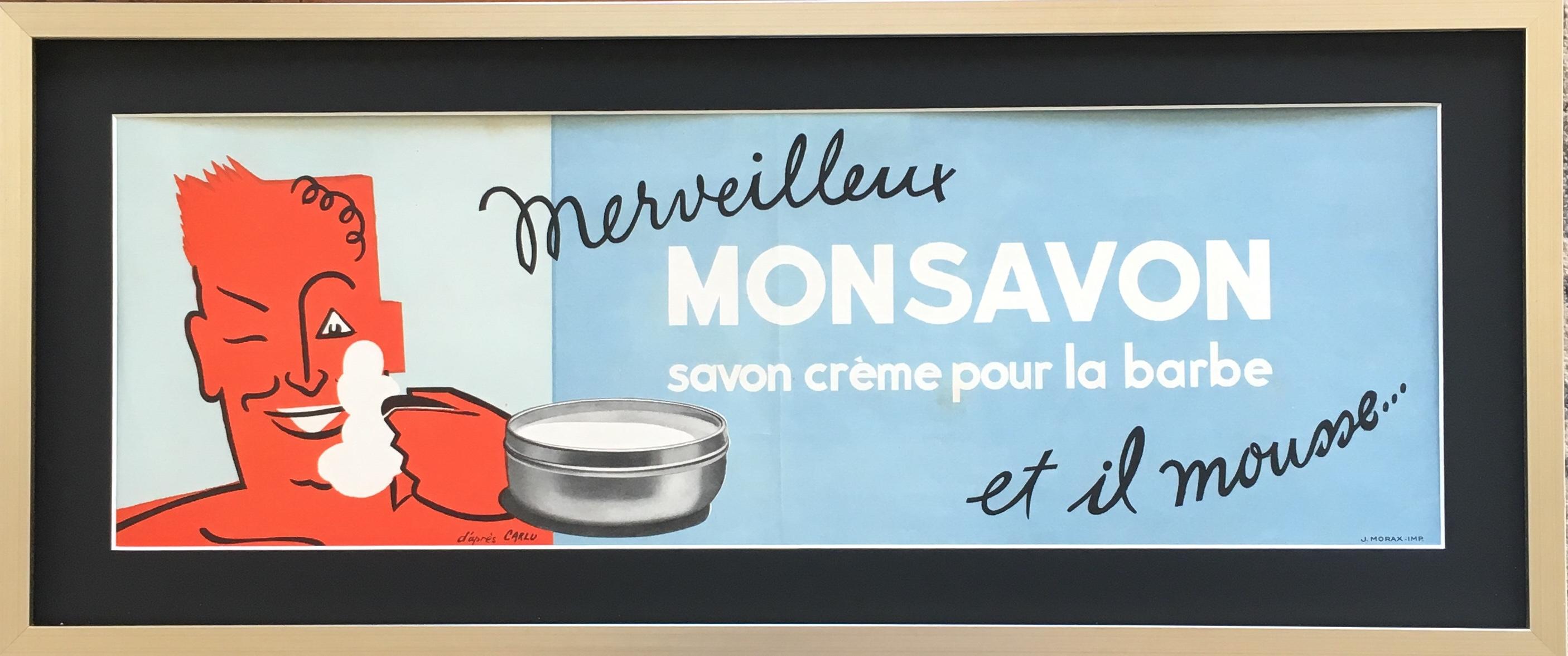 Vintage French Shaving Cream Advertisement Poster 'Mon Savon' - Print by Jean Carlu