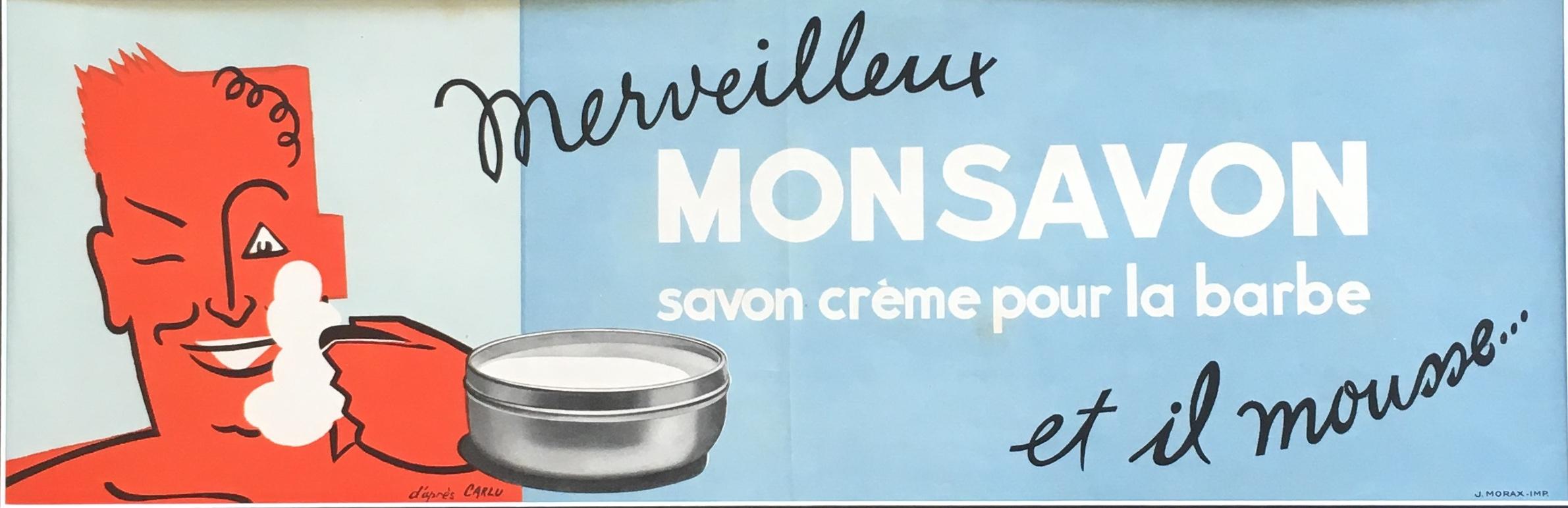 Jean Carlu Figurative Print - Vintage French Shaving Cream Advertisement Poster 'Mon Savon'