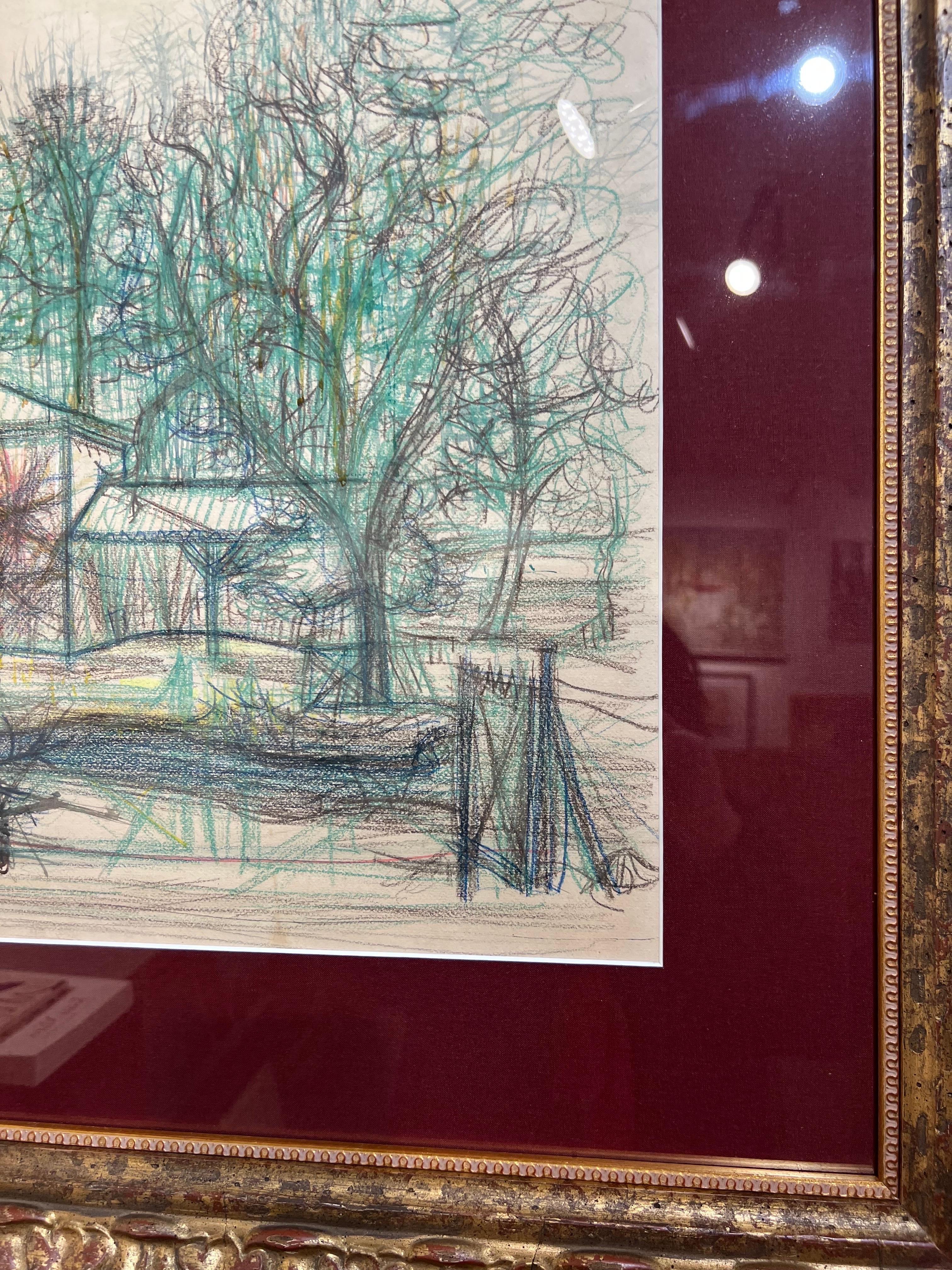 Casa sul ciglio della strada - Painting Impressionismo di Jean Carzou