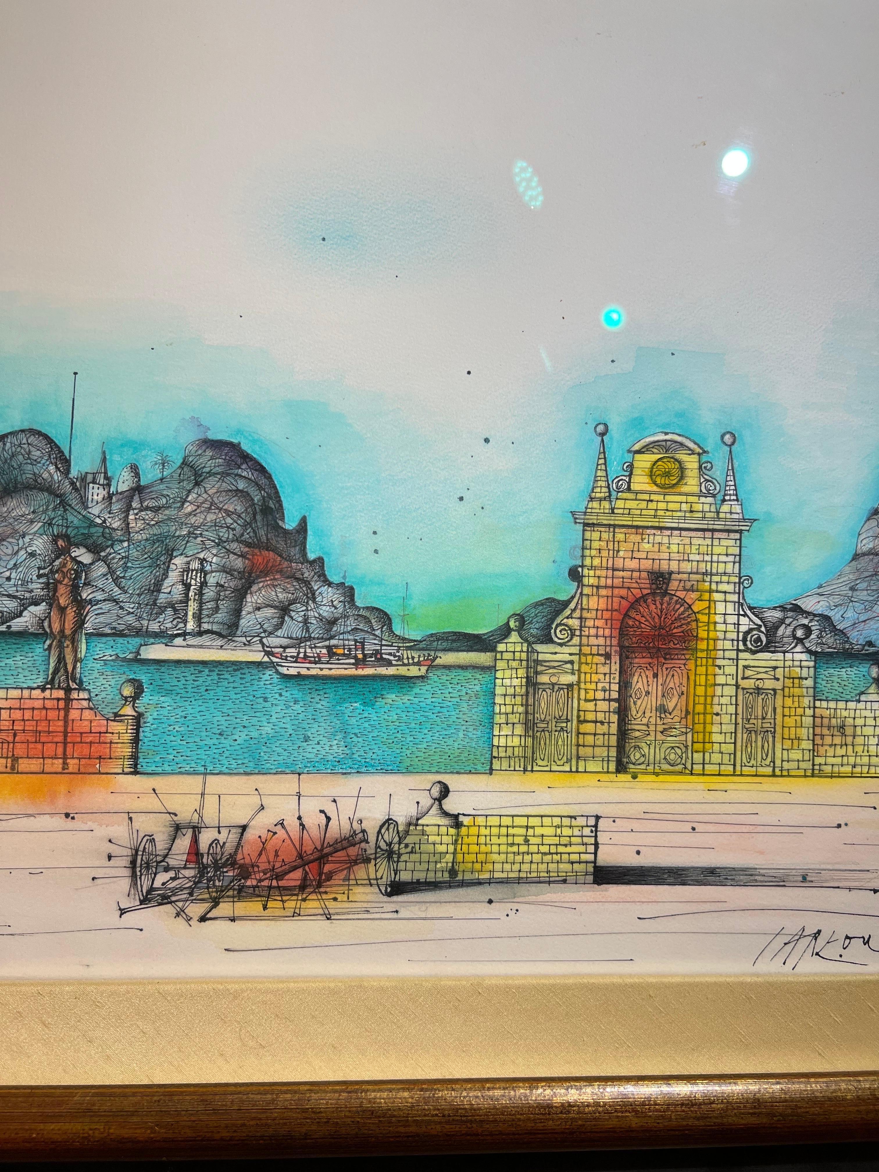 La Gloriette - Figurative Painting Grigio di Jean Carzou