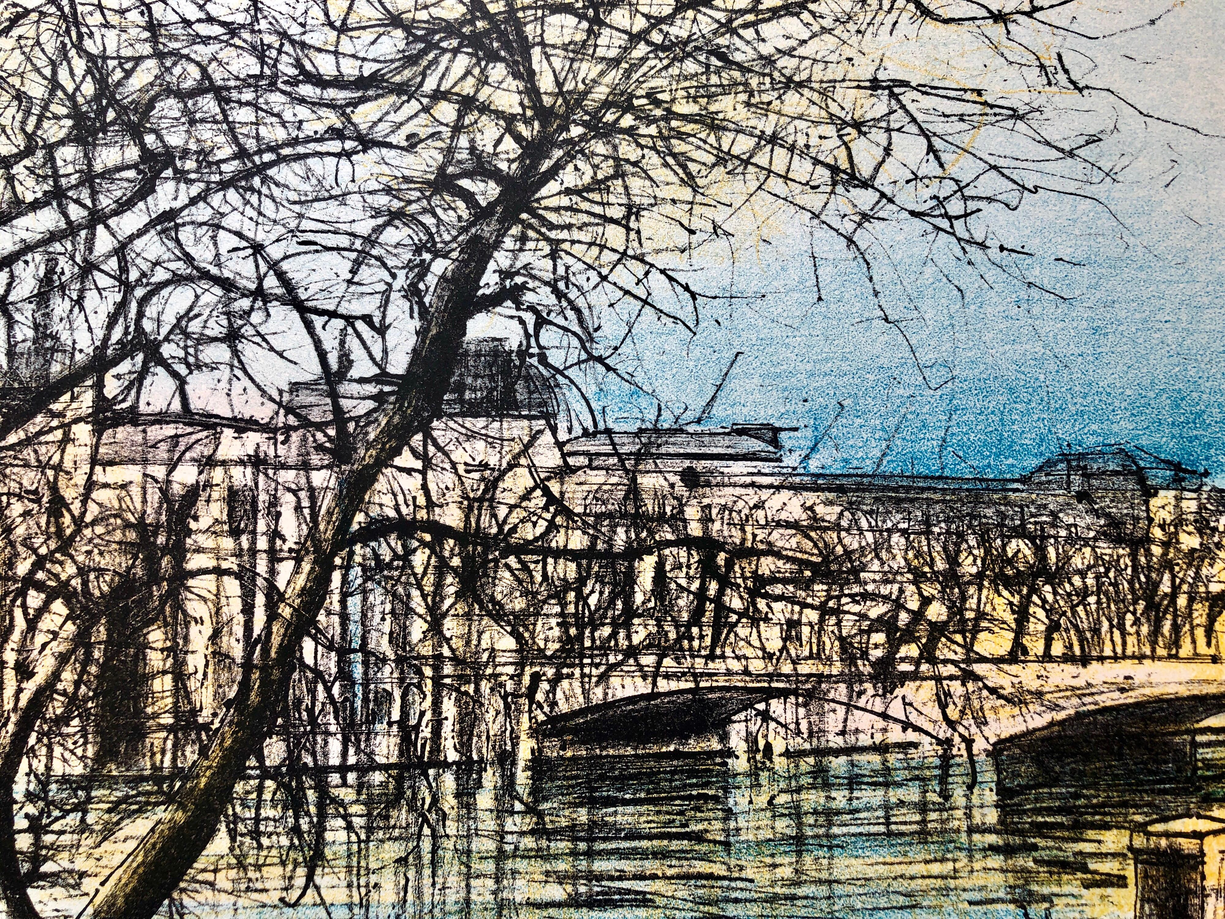 1968 Carzou Litografia a colori modernista francese Museo del Louvre Parigi - Print di Jean Carzou