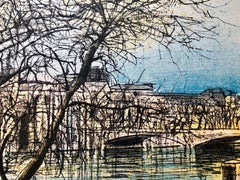 1968 Carzou French Modernist Color Lithograph Louvre Museum Paris