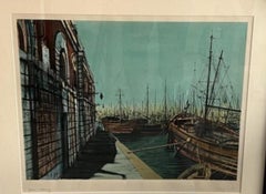 Bateaux a Quai d'après Jean Carzou lithographie EA