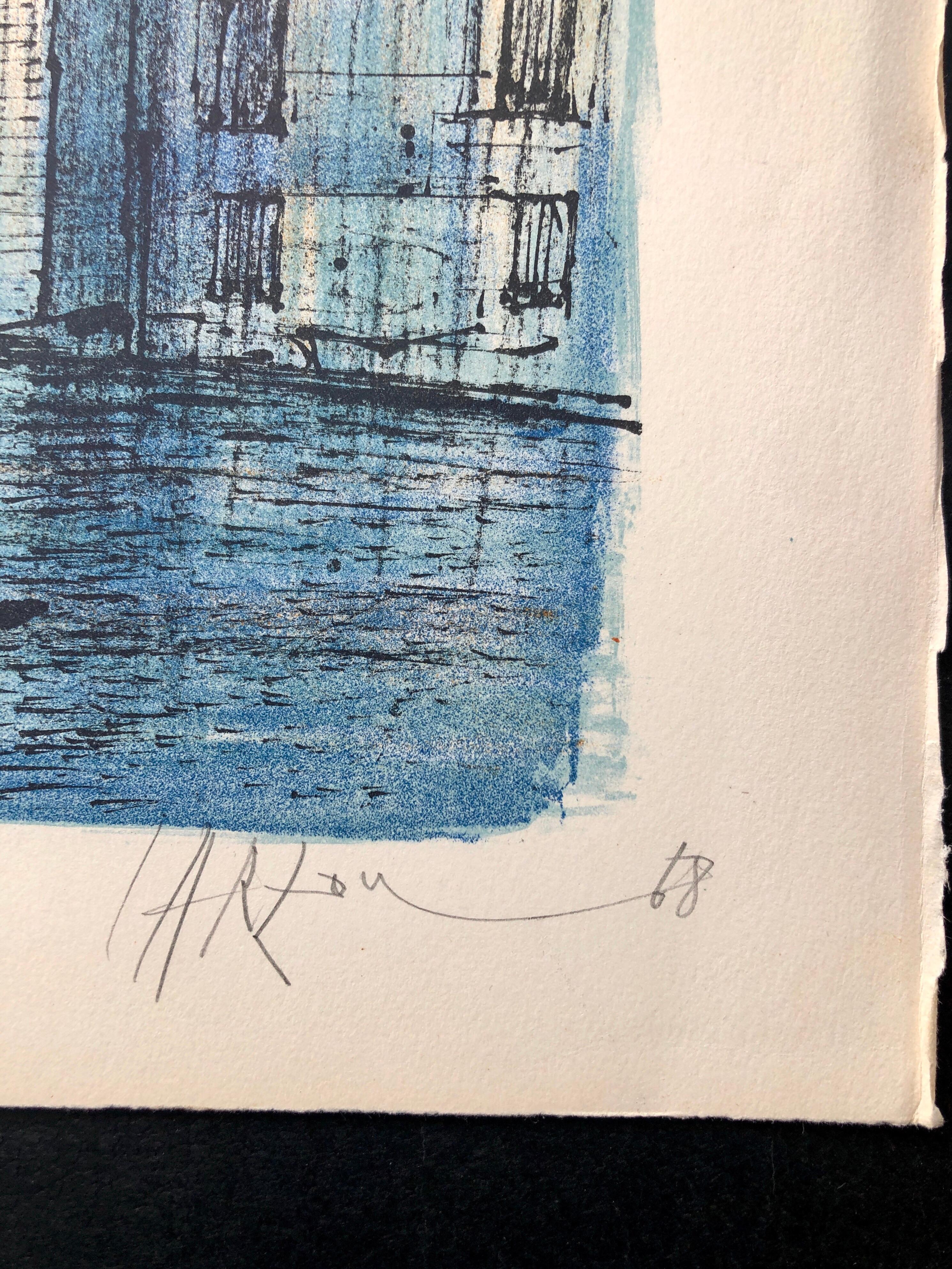 Carzou French Modernist Color Lithograph Grand Canal Venice with Gondola Boat - Print by Jean Carzou