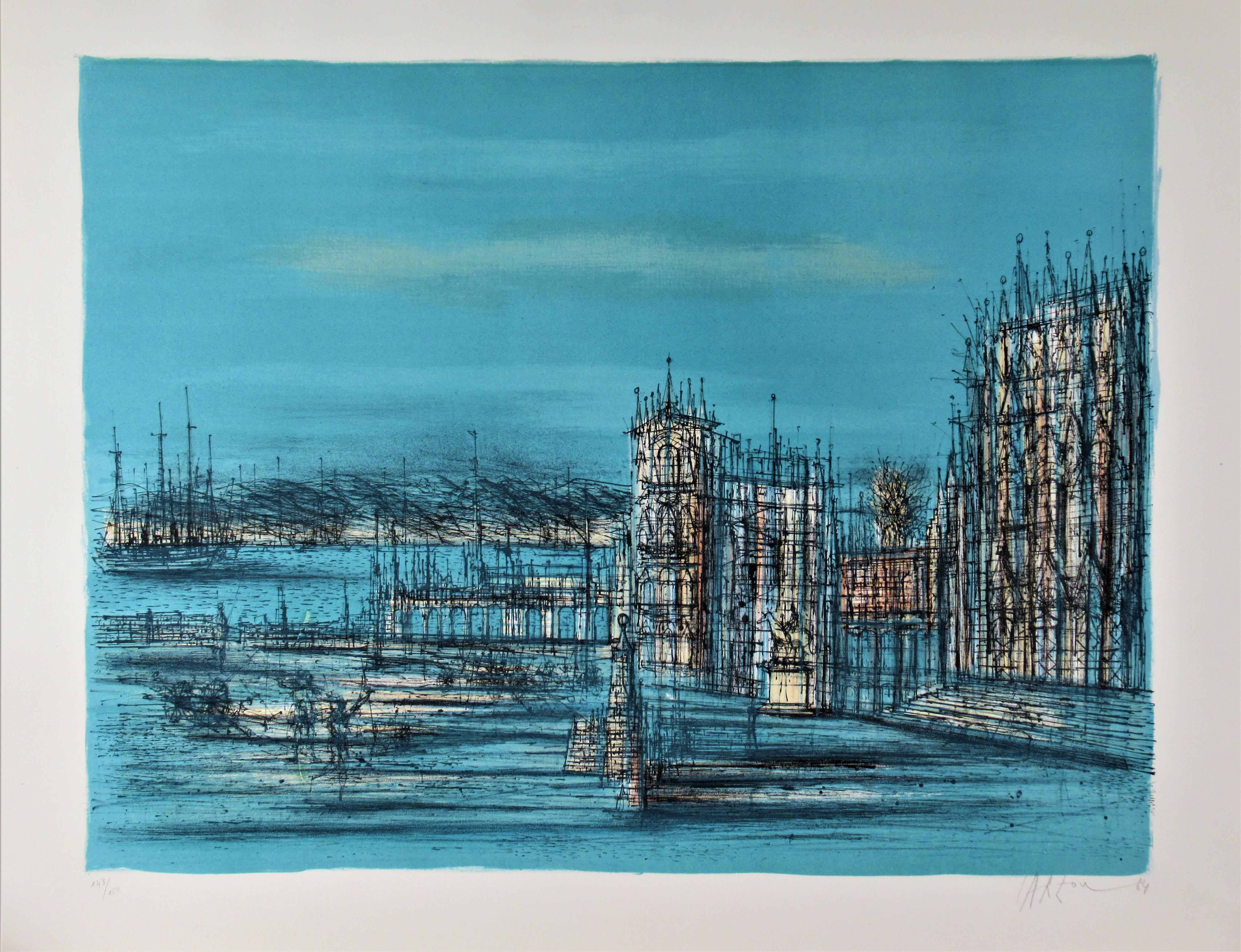Landscape Print de Jean Carzou - Paisaje urbano