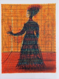 Femme à la rose - Lithographie à la pierre - Mourlot 1965