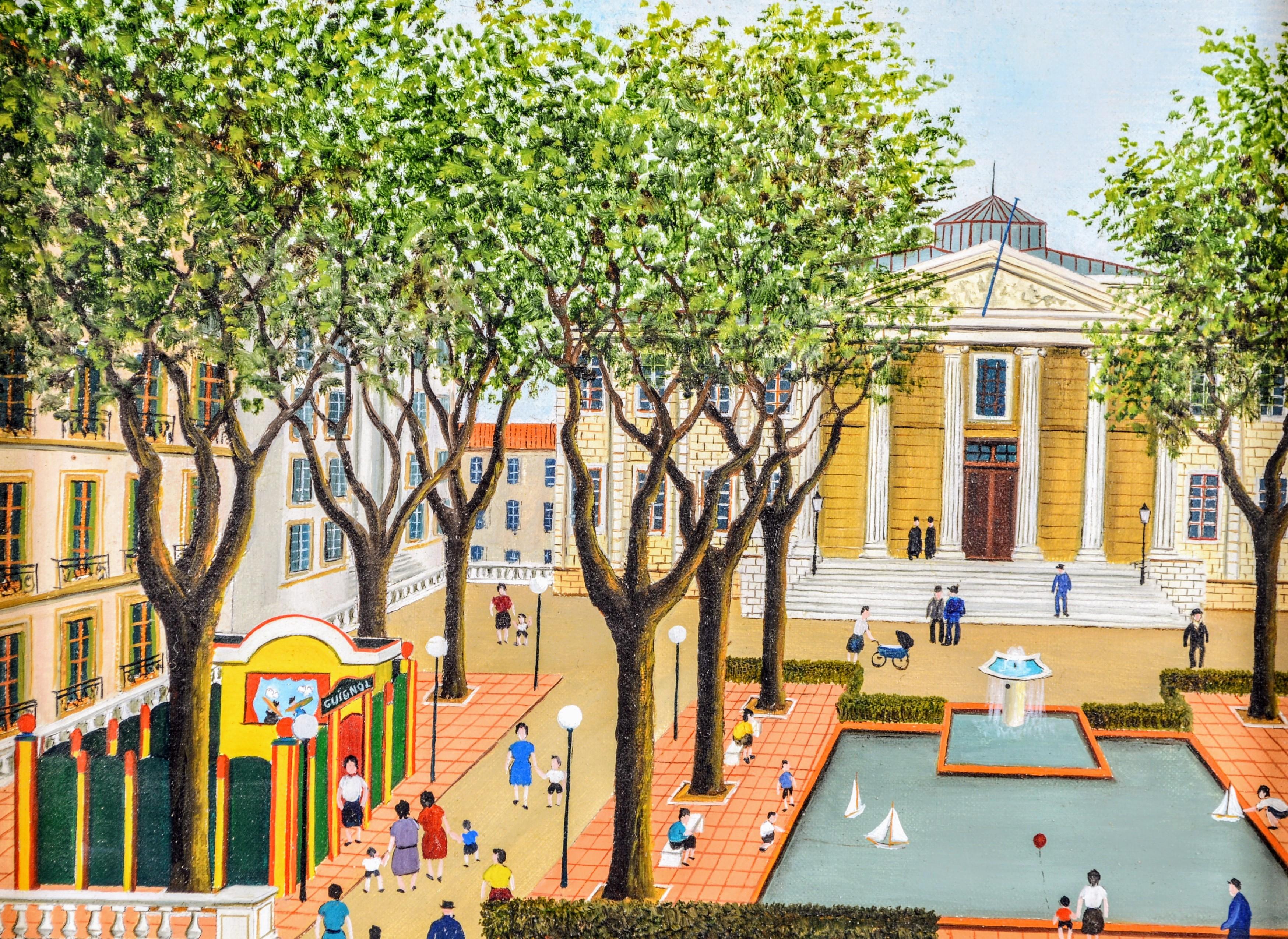 Magnífico óleo sobre lienzo naif francés de mediados del siglo XX que representa el Palacio de Justicia de Marsella, obra de Jean Cha. Obra de excelente calidad y estado, firmada abajo a la derecha y presentada en un fino marco Delf.

Artista: Jean