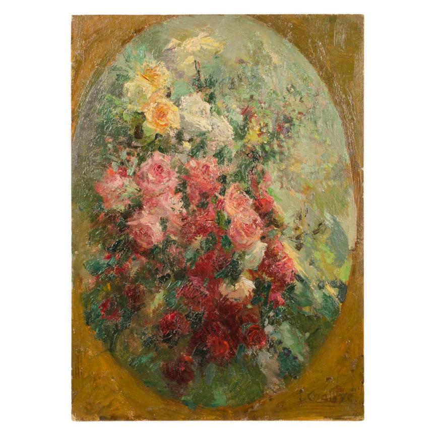Jean Chaleye (Français, né en 1878 - mort en 1960), peinture « Fleurs encadrées ».