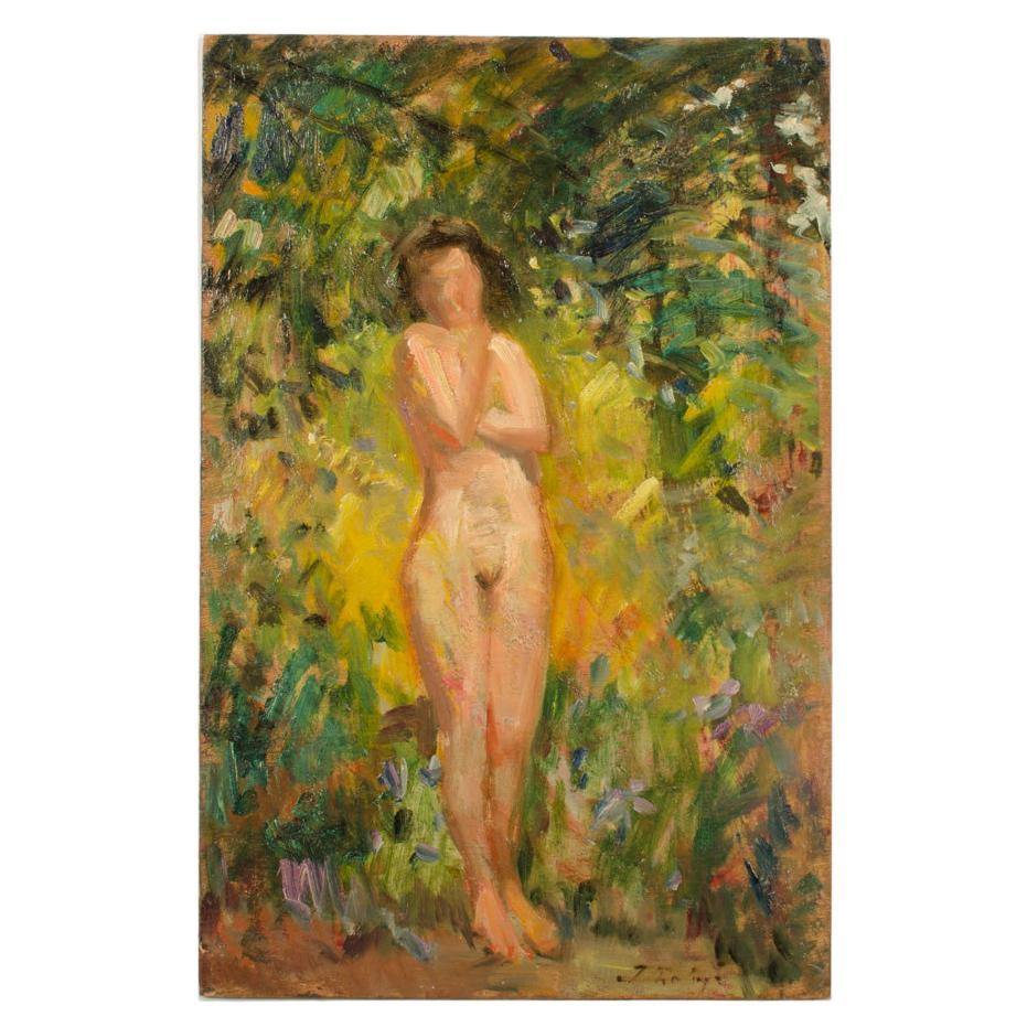 Jean Chaleye (French, b. 1878 - d. 1960), "Nude In Nature" Painting. For Sale
