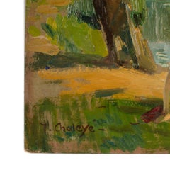 Jean Chaleye (FRENCH 1878-1960) "Red Bikini" oil painting on board