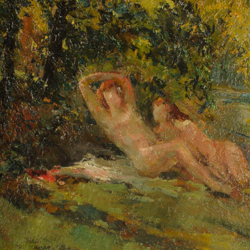 Peinture « River Nymphs » de Jean Chaleye (français, né en 1878-mort en 1960).  en vente 2