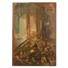 Antique Jean Chaleye (French, b. 1878- d. 1960)  "Theater " oil painting.