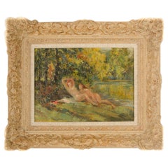 Jean Chaleye (français, né en 1878 et mort en 1960) Peinture "Nymphes de rivière".