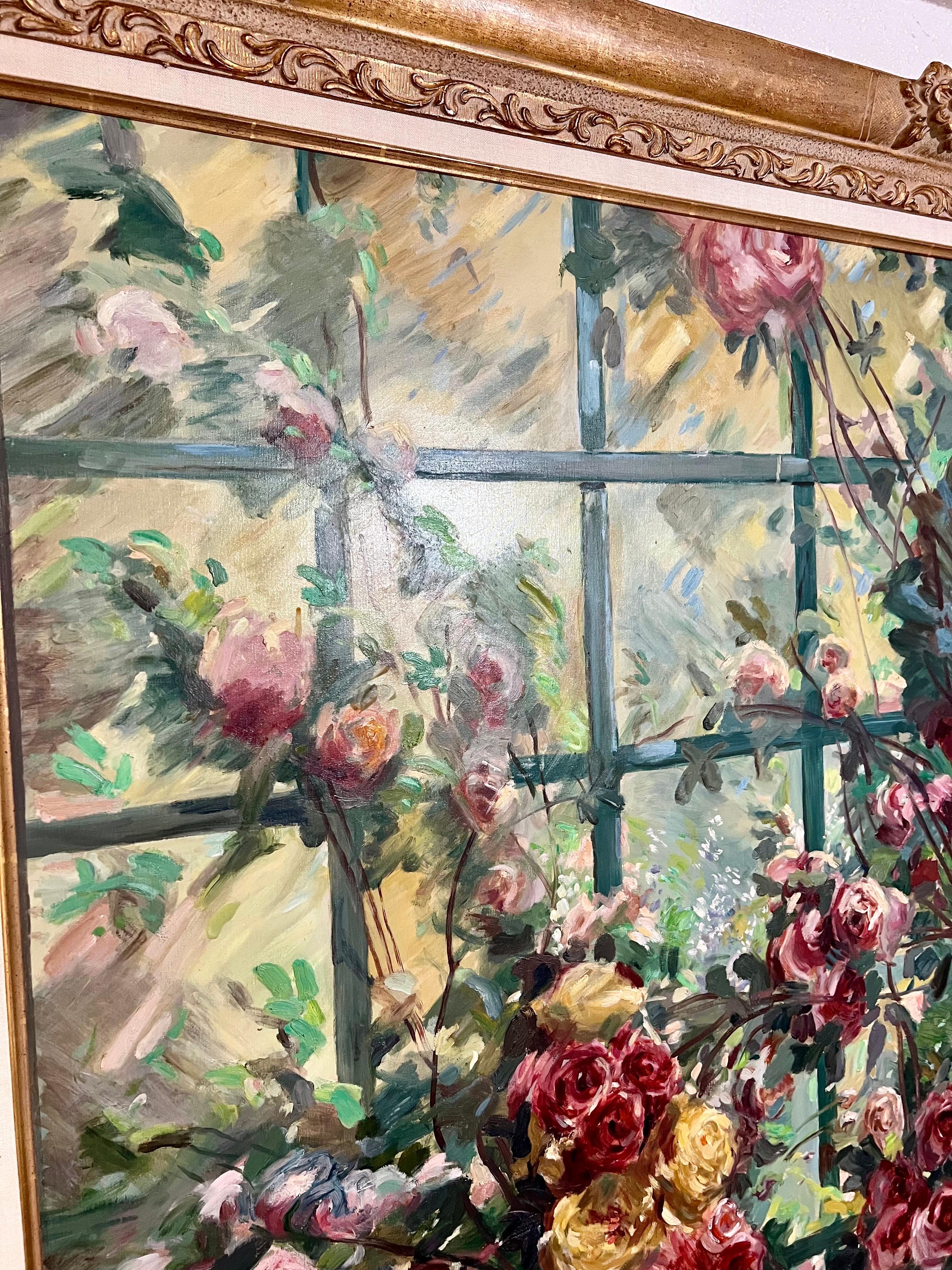 Grande dipinto a olio post-impressionista Jean Chaleye, Bouquet di rose (a) Gallery in vendita 9