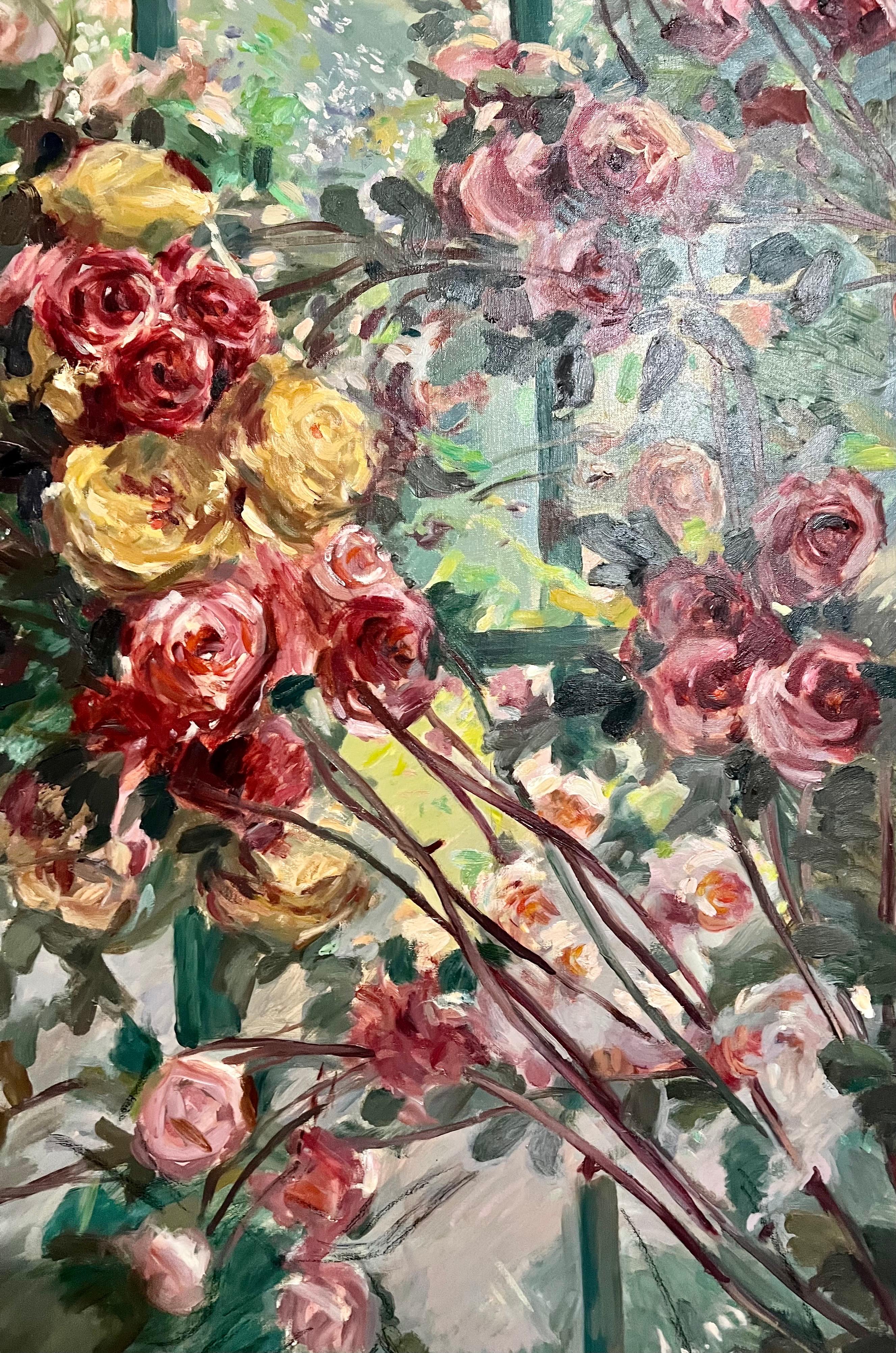 Grande dipinto a olio post-impressionista Jean Chaleye, Bouquet di rose (a) Gallery in vendita 12