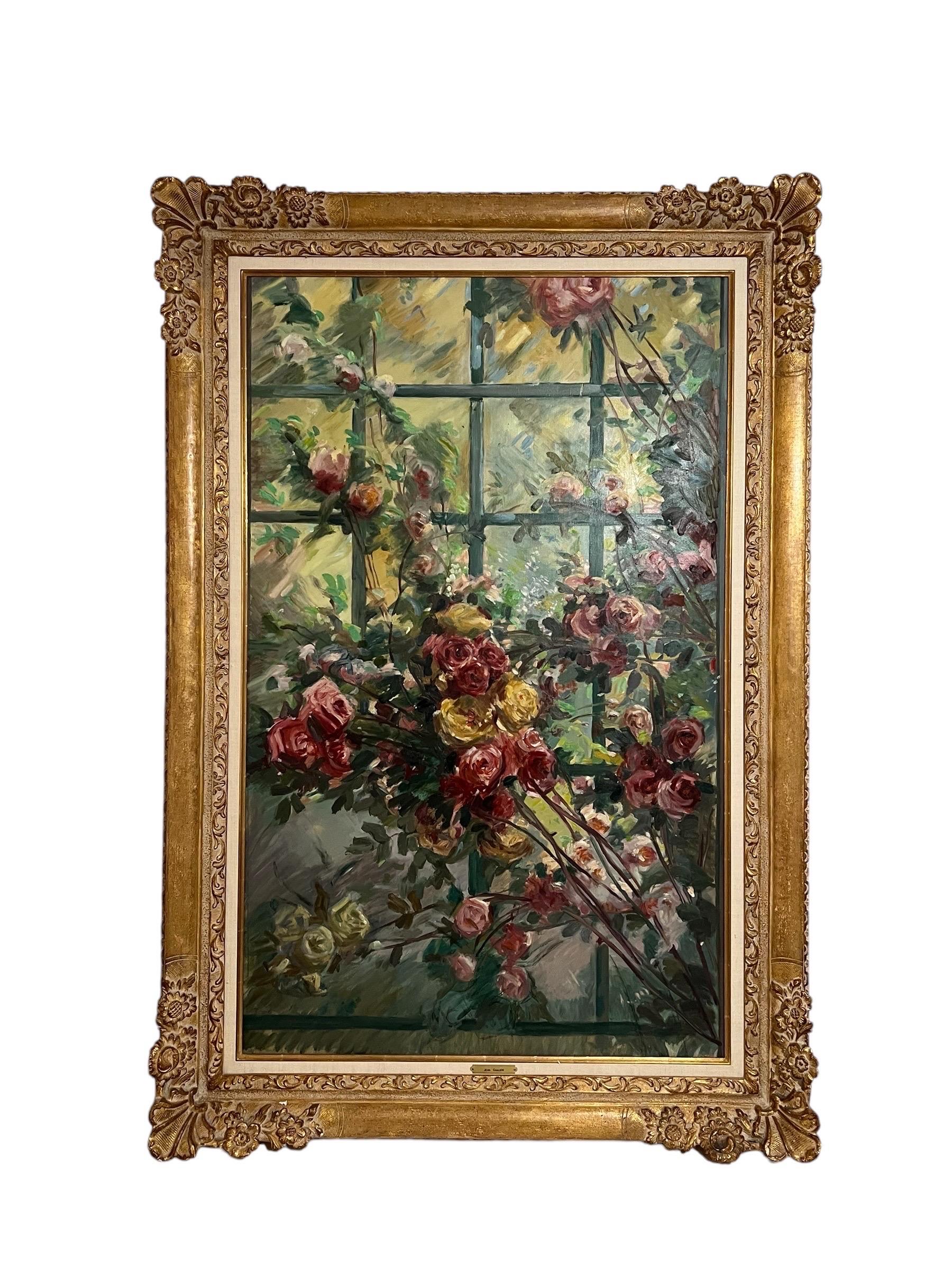 Grande dipinto a olio post-impressionista Jean Chaleye, Bouquet di rose (a) Gallery in vendita 2