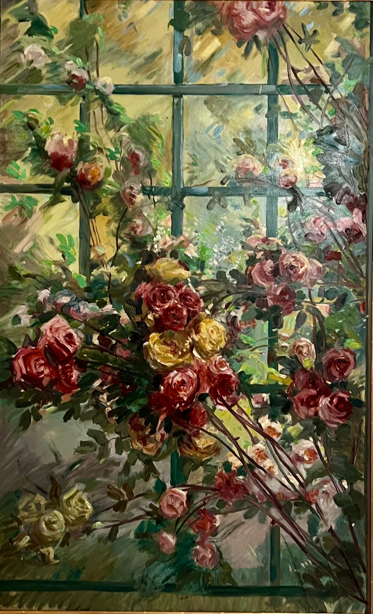 Grande dipinto a olio post-impressionista Jean Chaleye, Bouquet di rose (a) Gallery in vendita 4