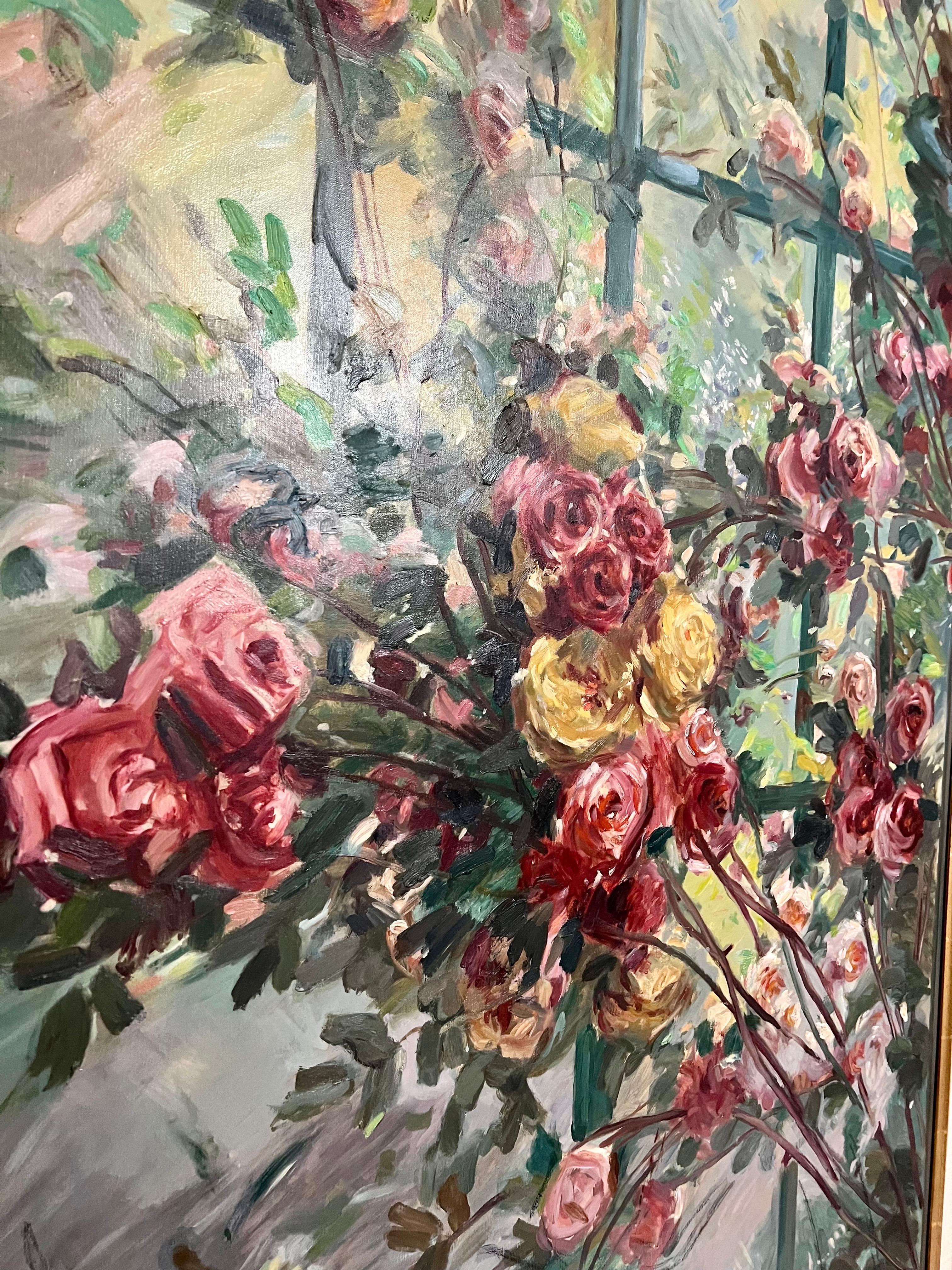 Grande dipinto a olio post-impressionista Jean Chaleye, Bouquet di rose (a) Gallery in vendita 6