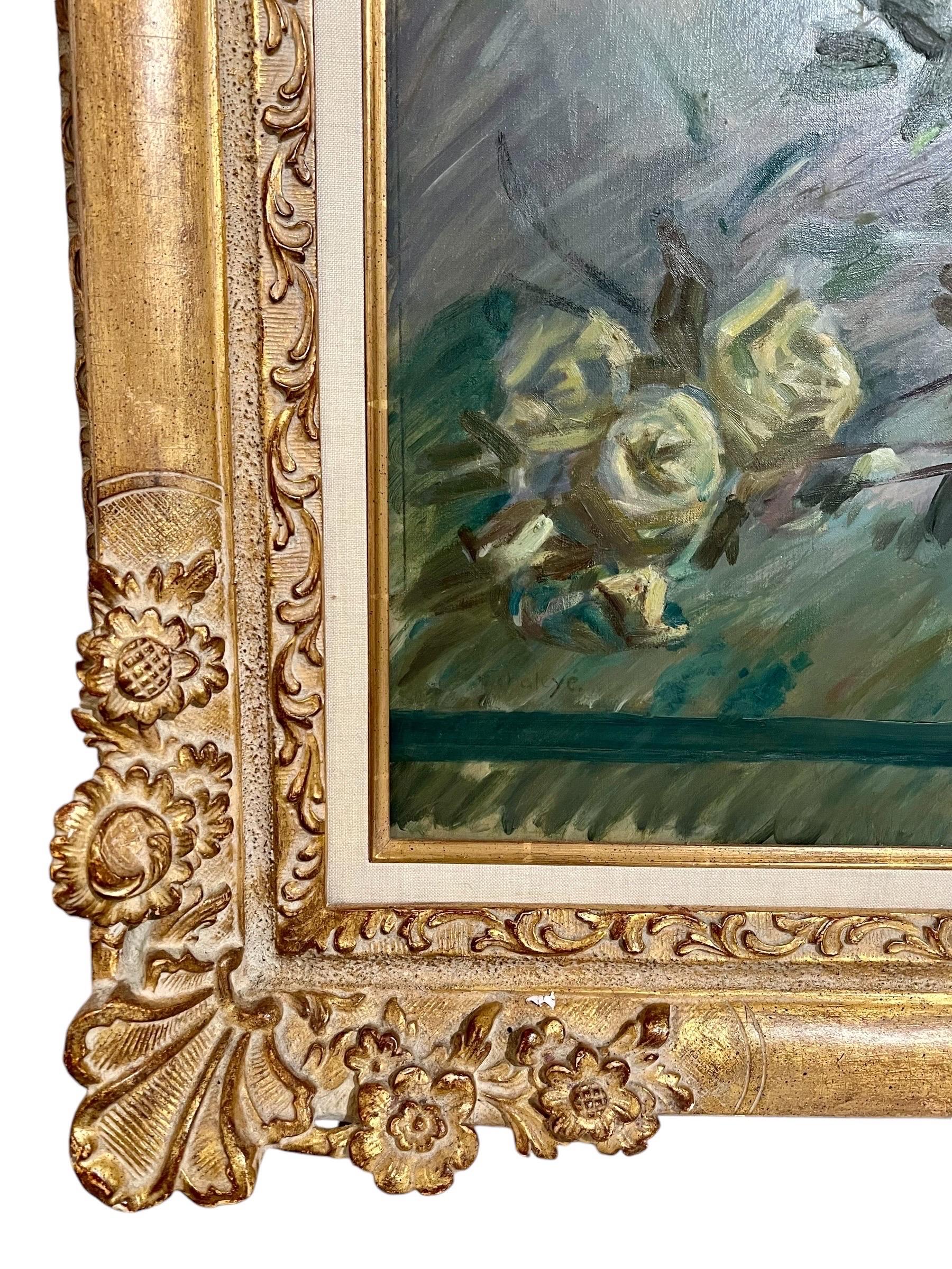 Grande dipinto a olio post-impressionista Jean Chaleye, Bouquet di rose (a) Gallery in vendita 7