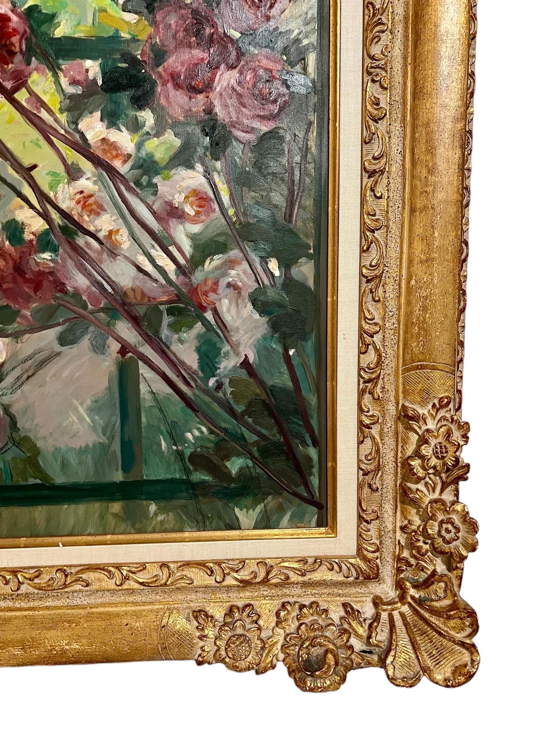 Grande dipinto a olio post-impressionista Jean Chaleye, Bouquet di rose (a) Gallery in vendita 8