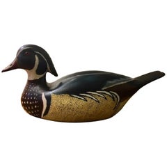 Vintage Jean Charles Berruet Wood Duck Drake Decoy, Nantucket, 1976