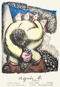 1980 Jean-Charles Blais 'Agnes B Paris' Surrealism Yellow, Blue, Brown France