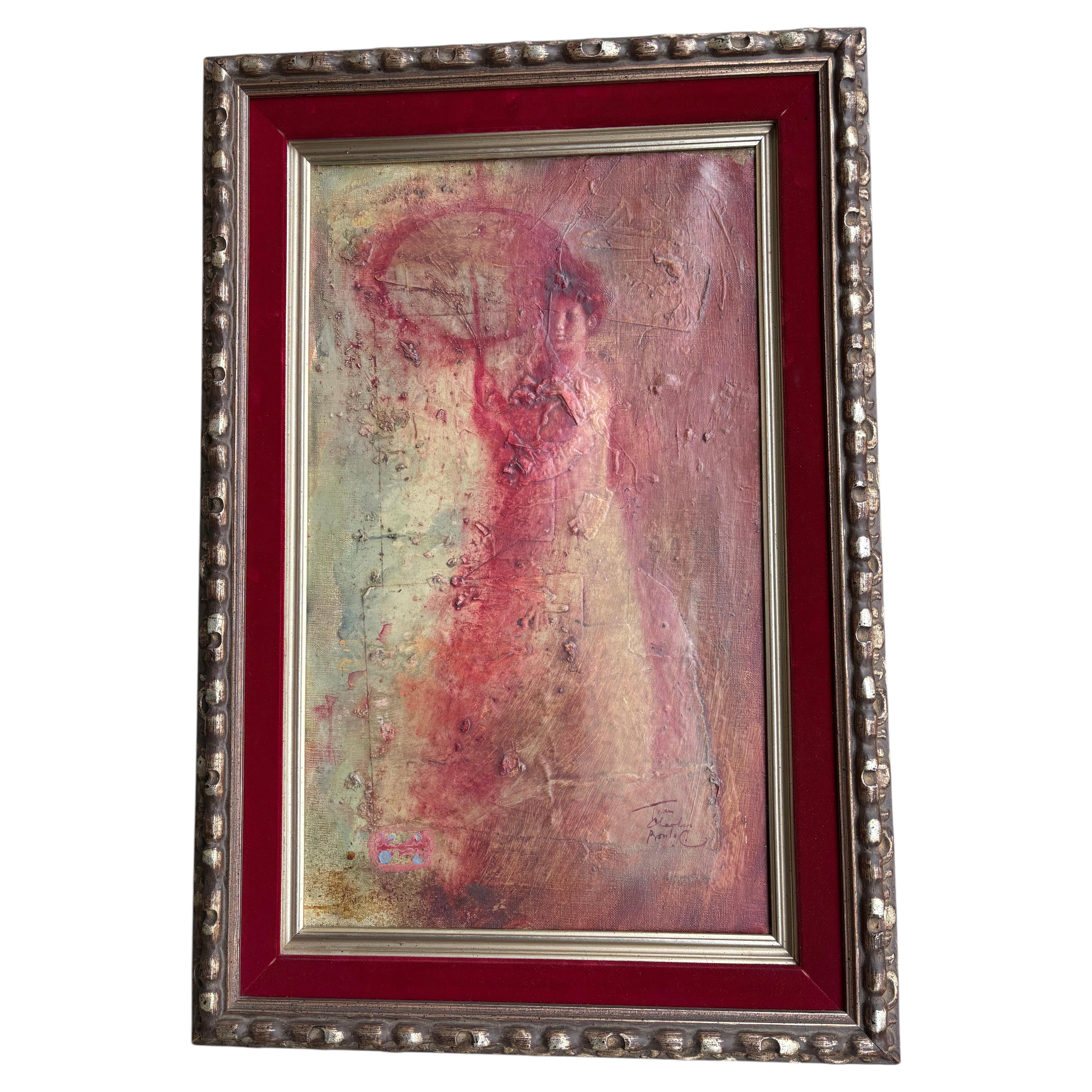 Jean-Charles Bouloc oil on canvas painting of a girl, French Tahitian artist