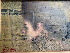 Jean-Charles Bouloc oil painting on board of a girl, French- Tahitian artist .